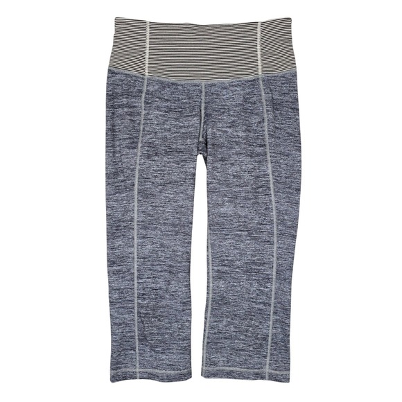 lululemon athletica Pants - Lululemon Women's Pace Setter Grey Space Dye Striped Waist Crop Leggings 8
